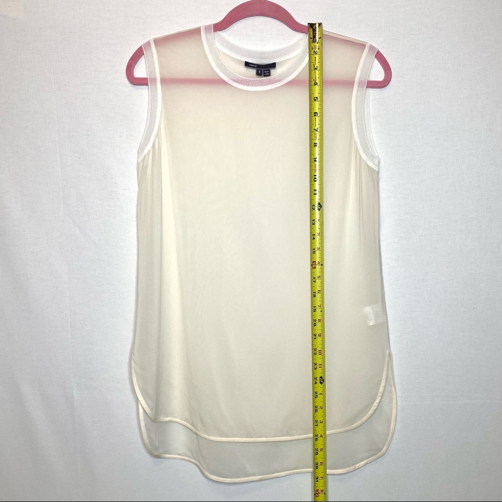 VINCE sheer off-white fancy top 🤍 - Picture 4 of 11